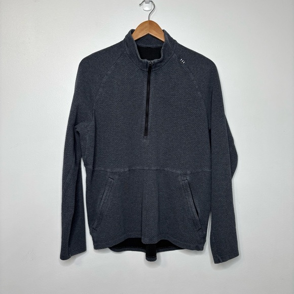 Lululemon Athletica Men’s Large At Ease Half Zip Textured Gray Pullover Pockets - Picture 2 of 6
